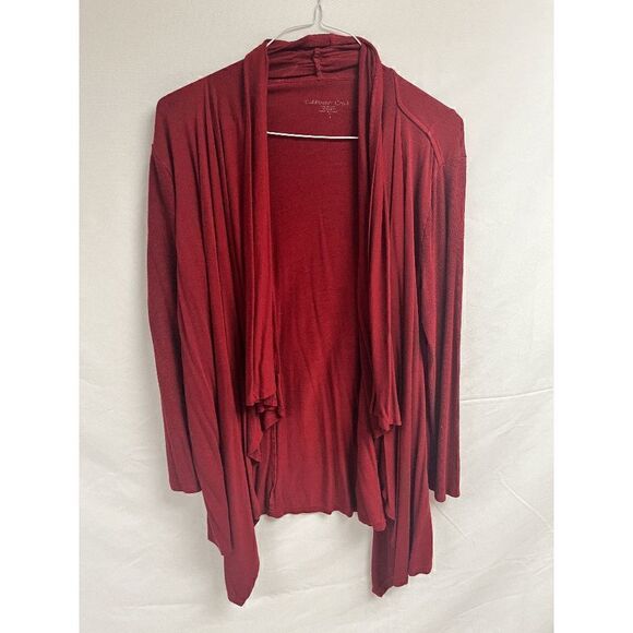 Coldwater Creek Womens Open Front Draped Long Sleeve Cardigan Red Small - Picture 1 of 10